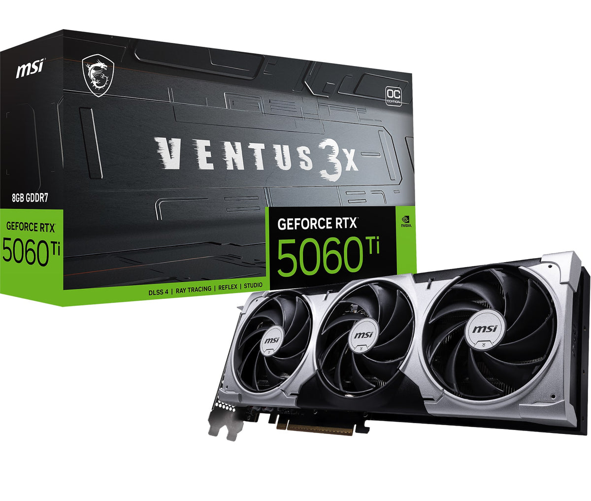 MSI - NVIDIA GeForce RTX 5060 Ti 8GB GDDR7 VENTUS 3X OC Edition PCI Express 5.0 Graphics Card - Black/Sliver
