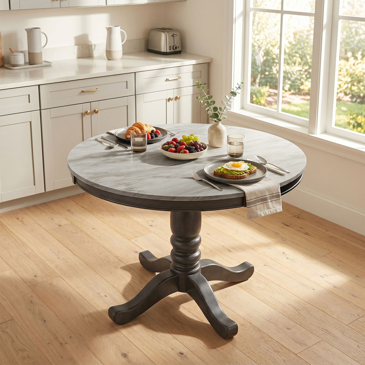Mesa de Comedor - Gris - Imitación Mármol