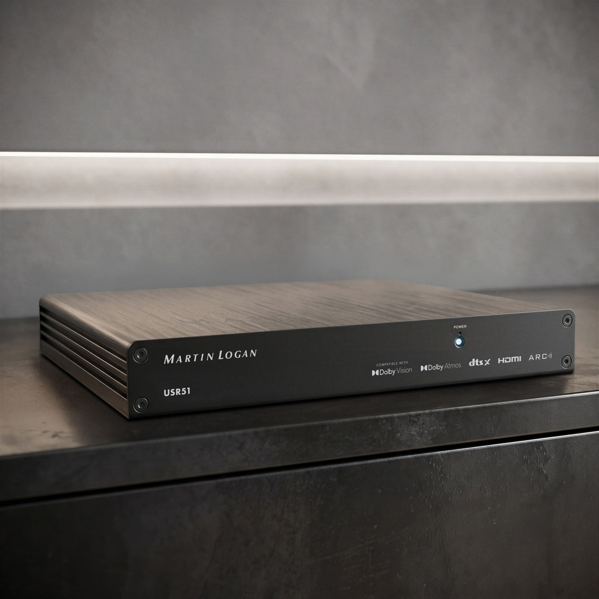 MartinLogan - USR51 Ultra-Slim 5.1 Wall-Mountable A/V Receiver, 50W Per Channel with eARC, Anthem Room Correction, Built-In Streaming - Black