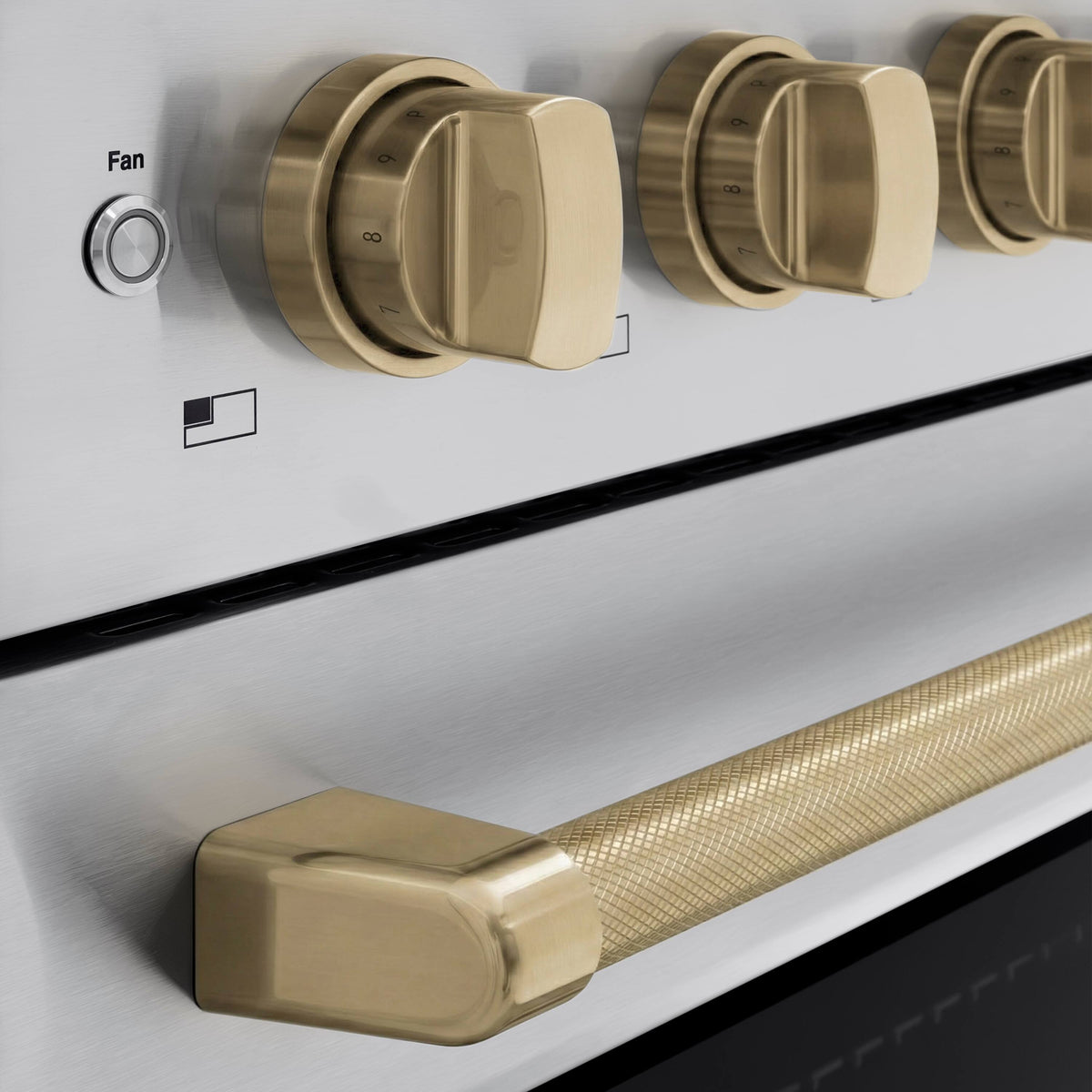 ZLINE - 36 in. Wide 5 Elements Autograph 5.2 cu. ft. Paramount Freestanding Induction Range with Champagne Bronze Helix Handle - Stainless Steel
