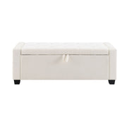 Upholstered Storage Ottoman Bench With Button Tufting And Safety Hinge