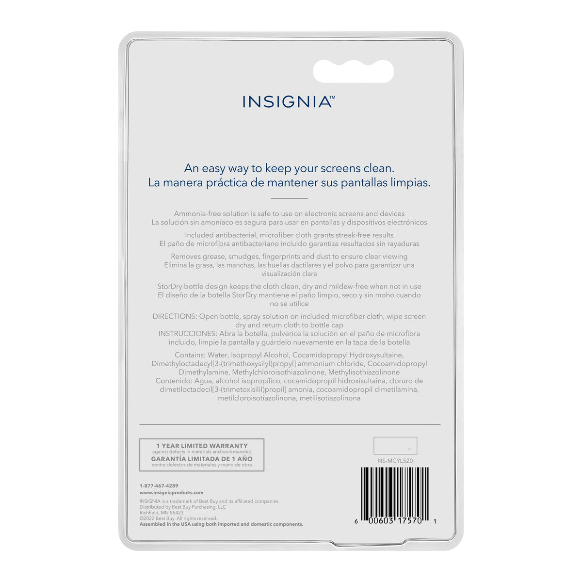Insignia™ - 2 oz. Screen Cleaning Solution - Blue