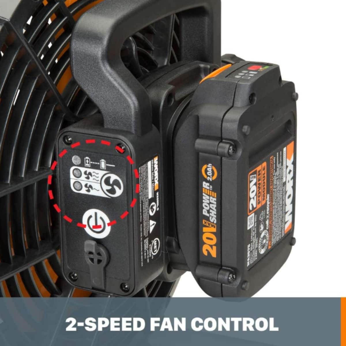 WORX - WX095L.9 20V Power Share Cordless Work Fan-Tool Only - Black