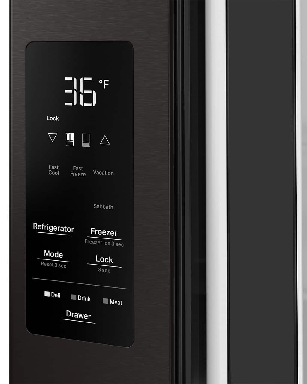 Whirlpool - 36 in. Wide 29 cu. ft. Family-Sized Capacity French Door Refrigerator with Flexible Temperature Drawer - Print Resist Blk Stnlss