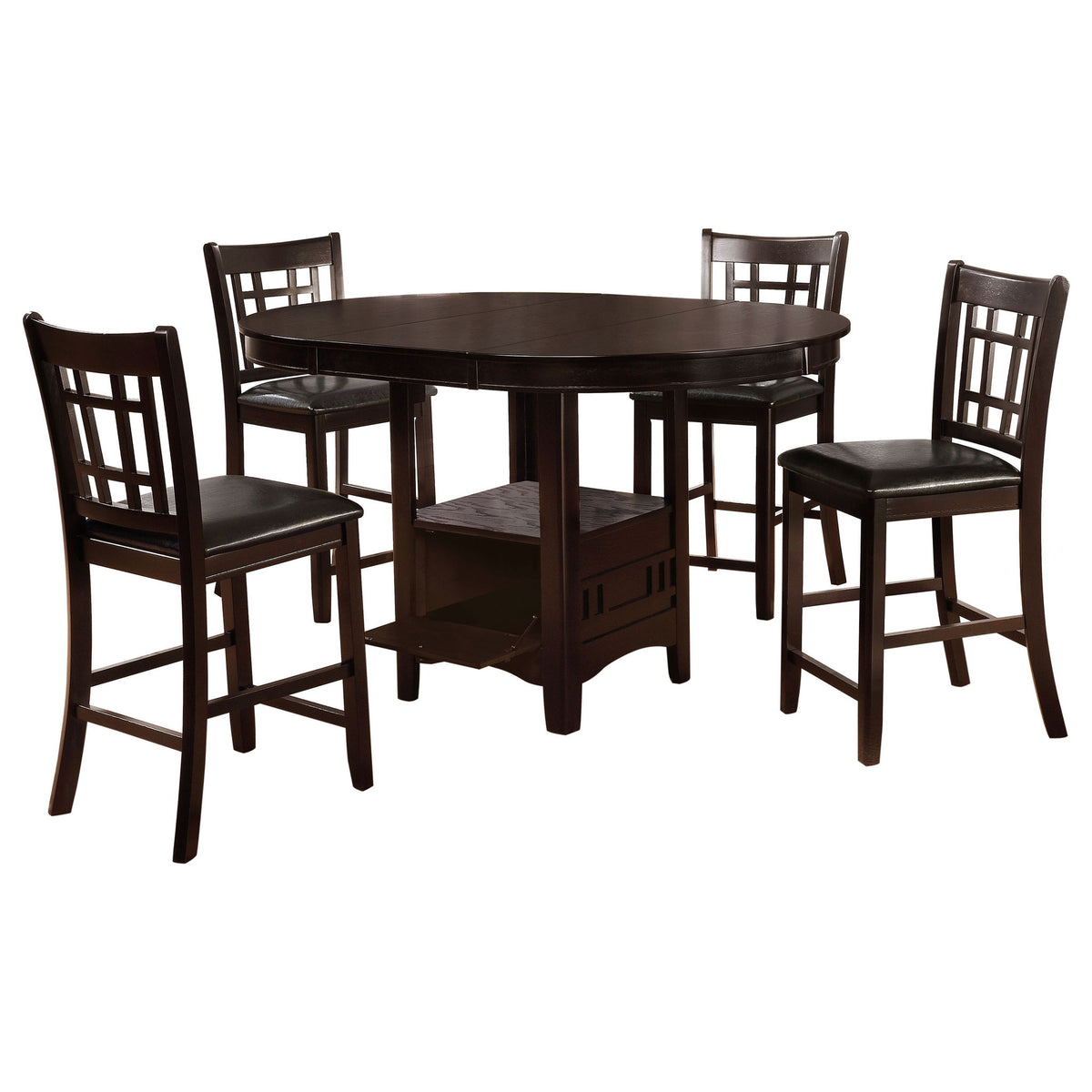 Danford - 5 Piece Counter Height Dining Set With Upholstered Stools - Espresso