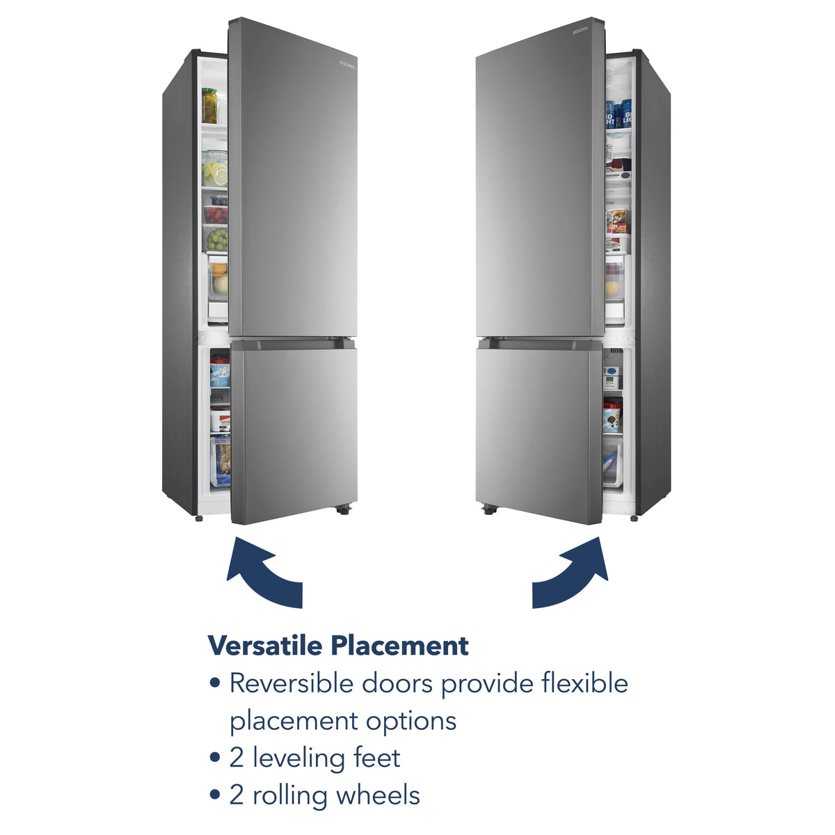 Insignia™ - 24 in. Wide 11.5 Cu. Ft. Bottom Mount Refrigerator with ENERGY STAR Certification - Stainless Steel