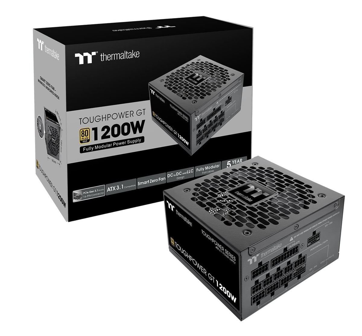 Thermaltake - Toughpower GT 1200W 80+ Gold ATX 3.1 Power Supply - Black