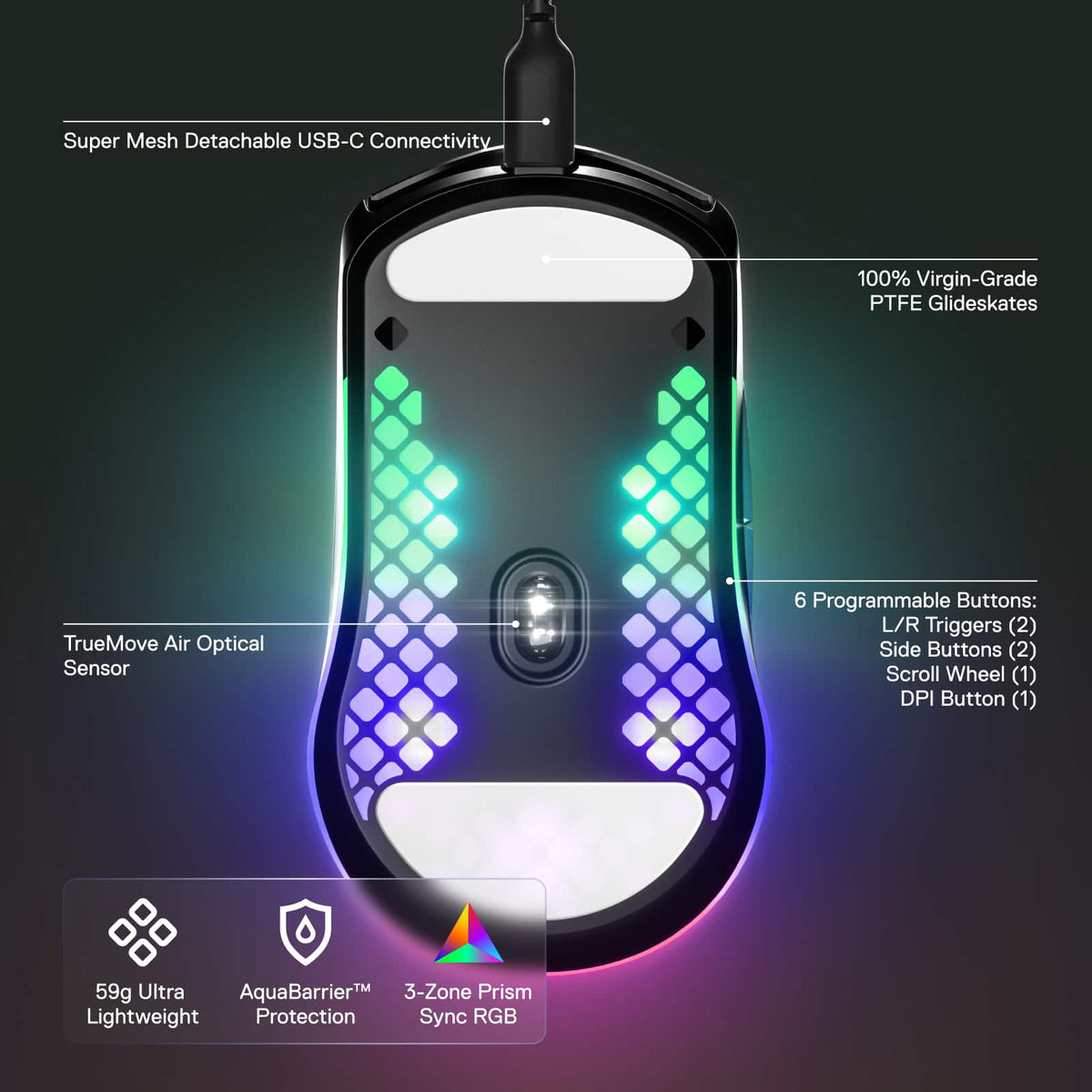 SteelSeries - Aerox 3 Super Light Honeycomb Wired RGB Optical Gaming Mouse - Wired - Onyx