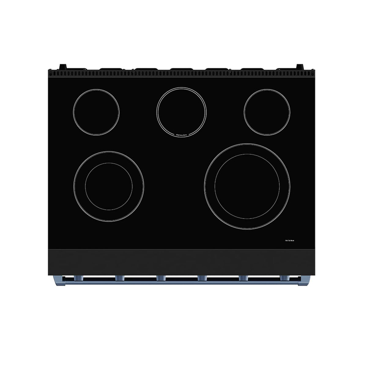 36 in. Wide 5 Elements Gordon Ramsay Series by Thor Kitchen 6.0 Cu.Ft Freestanding Electric Range with Navy Blue Handles - Black