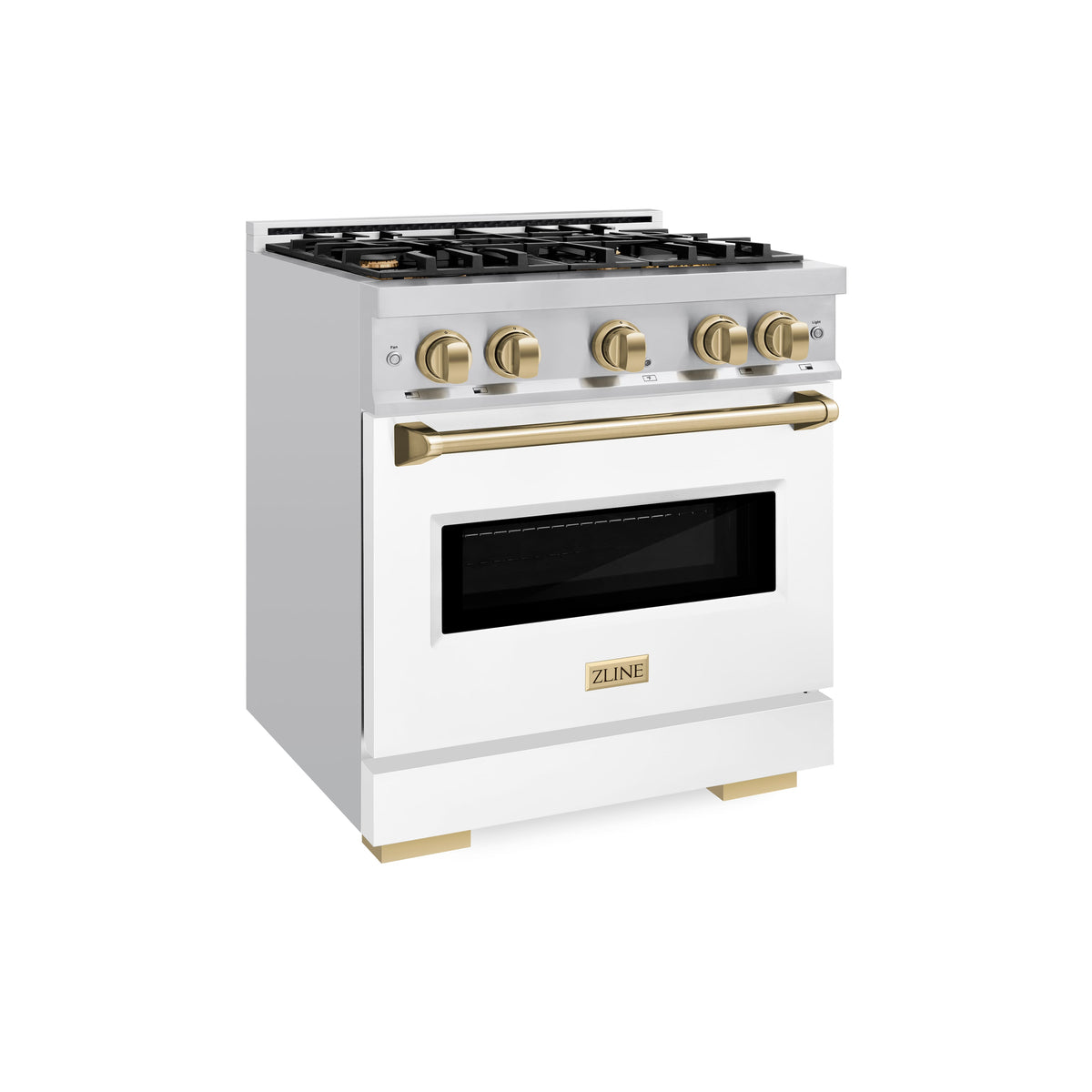 ZLINE - 30 in. Wide 4 Burner Autograph Classic Gas Range Bronze Accents (CGRZ-WM-30-CB) - White