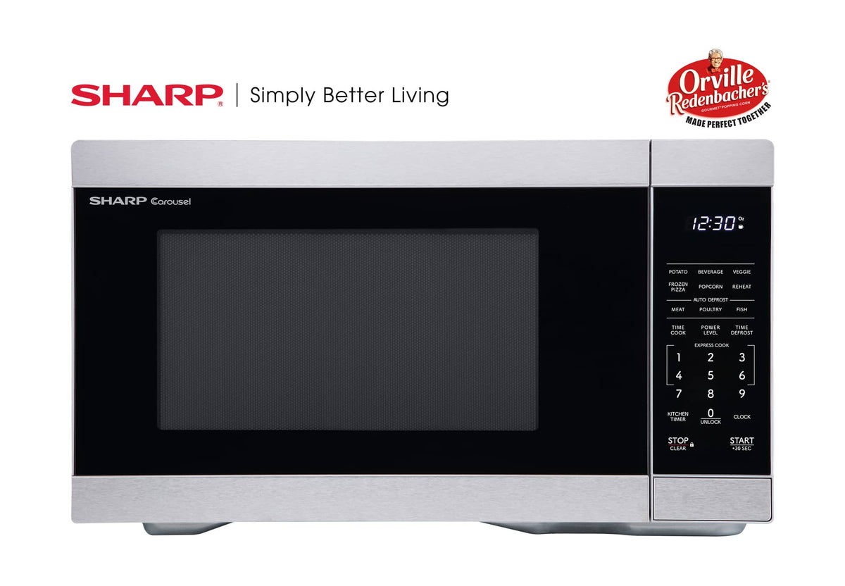 Sharp - 1.1 cu ft Countertop Microwave With Sensor Cooking - Stainless Steel