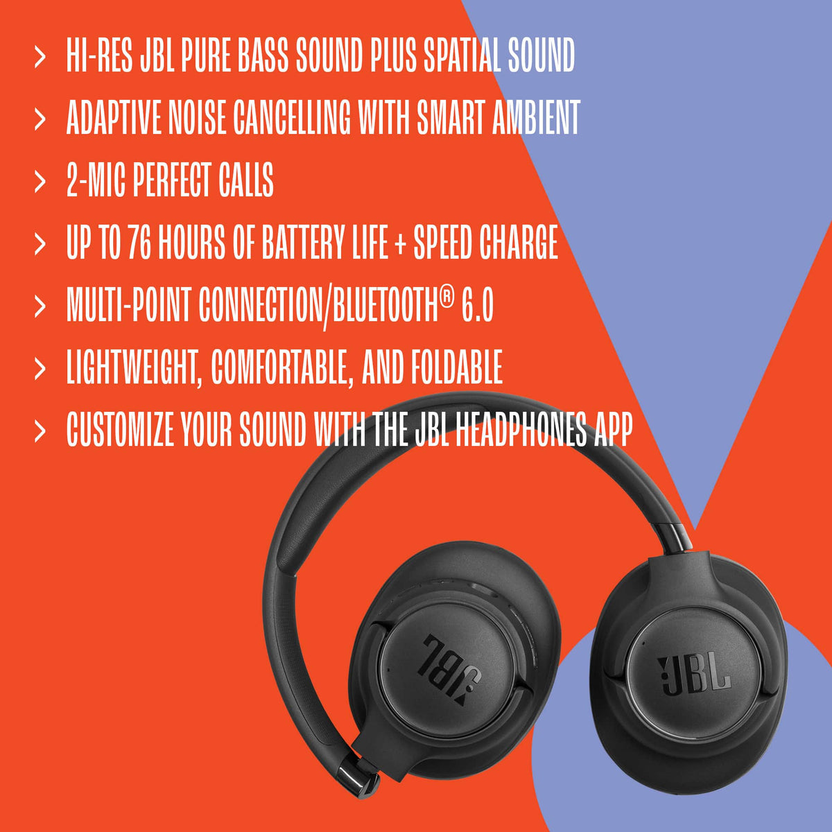 JBL - Tune 780NC - Bluetooth wireless over-the-ear Noise Cancelling headphones - 2026 - Blue