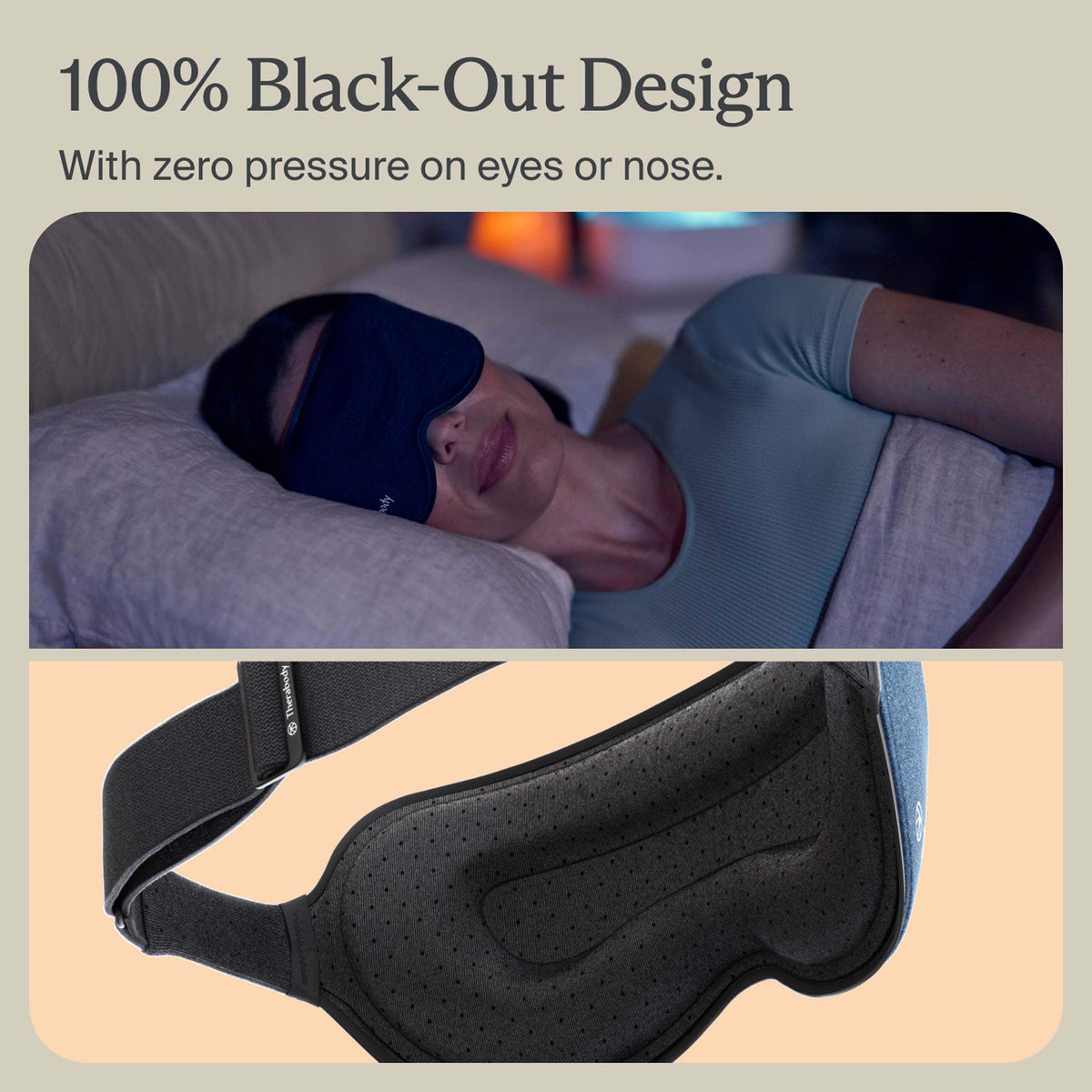 Therabody - SleepMask - Ultra-Comfortable 100% Blackout Eye Mask With Gentle Massaging Vibration - Blue