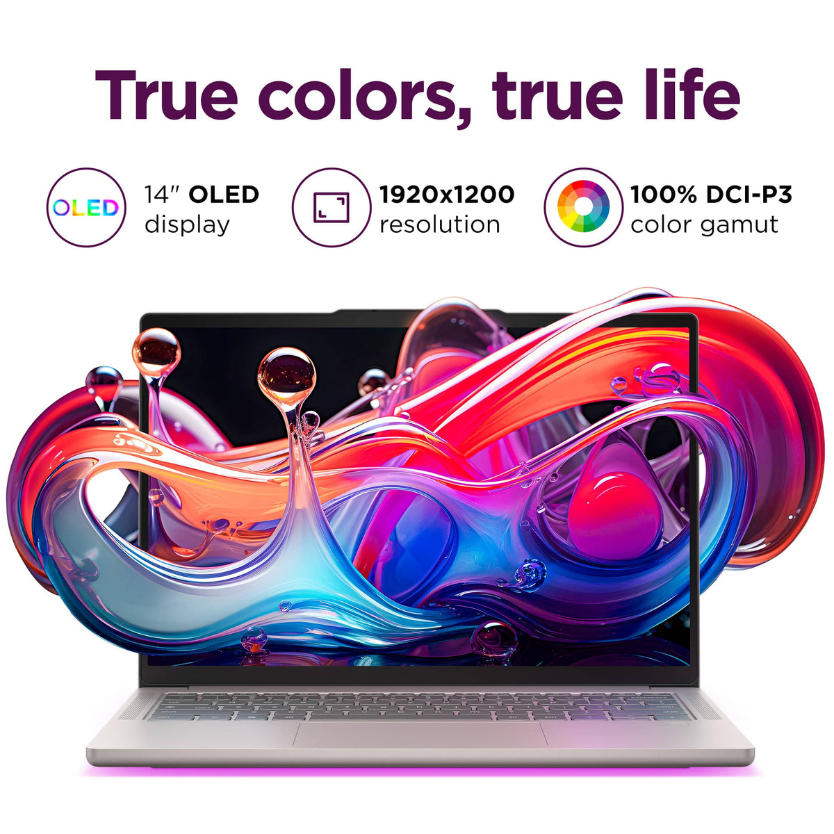 Lenovo - Chromebook Plus 14" OLED 2K Touchscreen Laptop with Gemini - MediaTek Kompanio Ultra 910 - 16GB Memory - 256GB UFS - Seashell