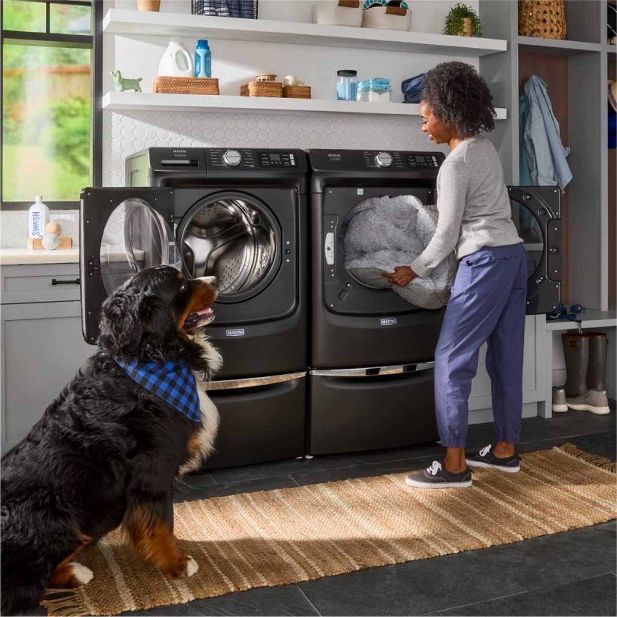 Maytag - 7.4 Cu. Ft. Smart Electric Dryer with Steam and Pet Pro System - Midnight Steel