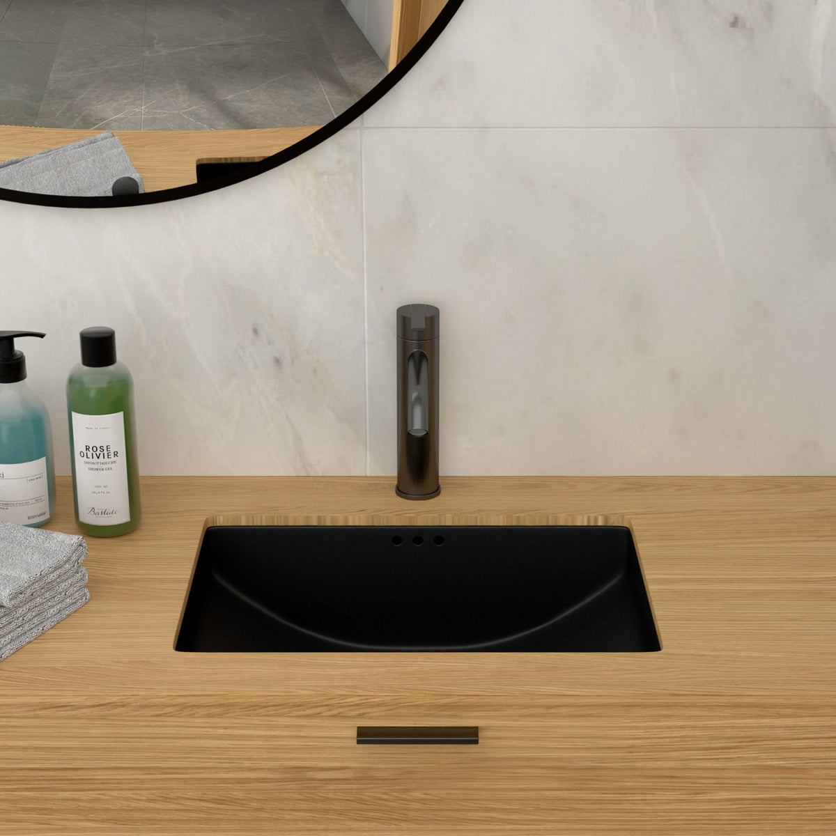 Modern Ceramic Undermount Bathroom Sink With Overflow, High Quality