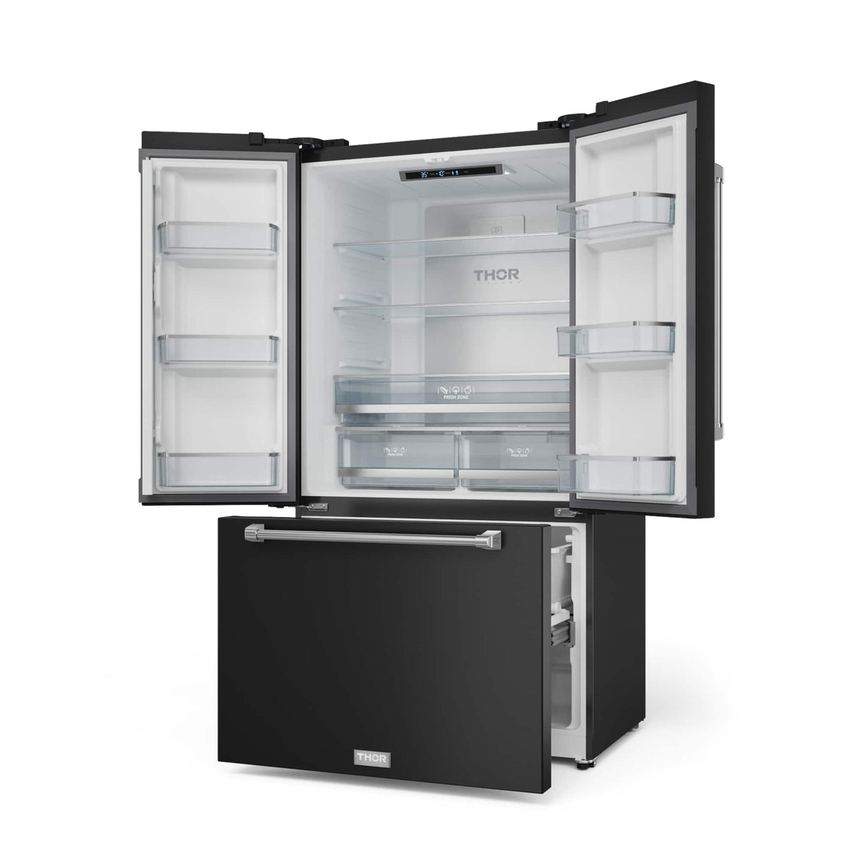 36 in. Wide Gordon Ramsay Series by Thor Kitchen 20.3 Cu. Ft. Counter Depth Refrigerator with Stainless Steel Hardware - Black