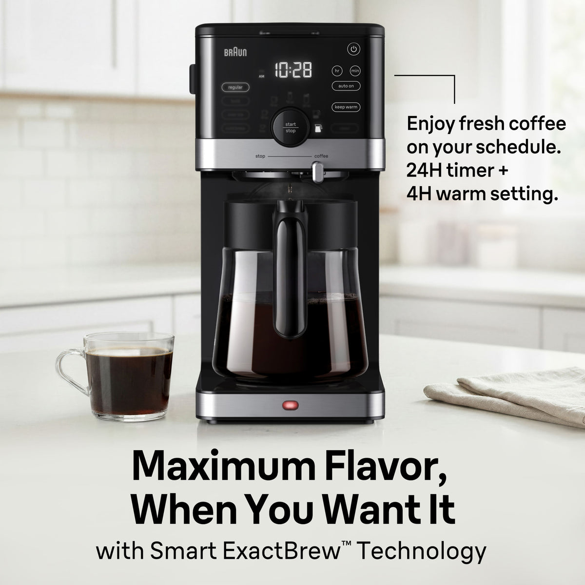 Braun - OptiBrew Pro 10 Cup Drip Coffee Maker with Milk Frother & Cold Brew - Stainless Steel