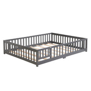 Solid Floor Bed With Door And Fence For Children