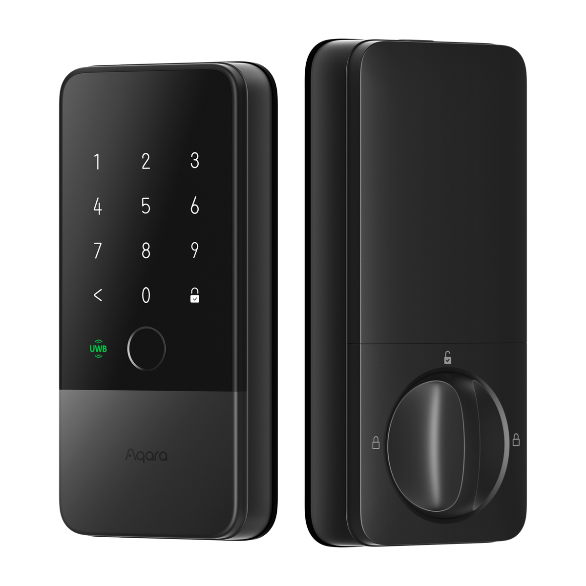Aqara - UWB Smart Lock U400 Kit with M100 Hub, Matter, Thread, Wifi, Apple Home Key, Fingerprint, Rechargeable Battery - Black