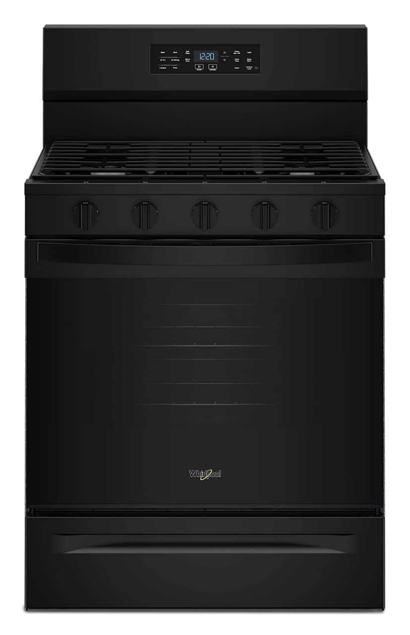 Whirlpool - 30 in. Wide 5 burners 5.0 cu. ft. Freestanding Gas Range with Air Cooking Technology - Black