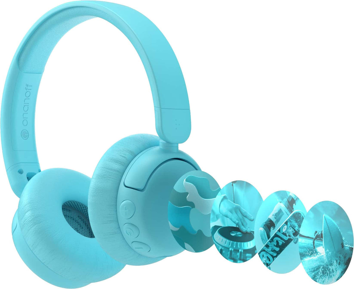 Made for Amazon BuddyPhones EcoTime Wireless SafeAudio Over-the-Ear Youth Headset, Bluetooth (Ages 6+) - Turquoise