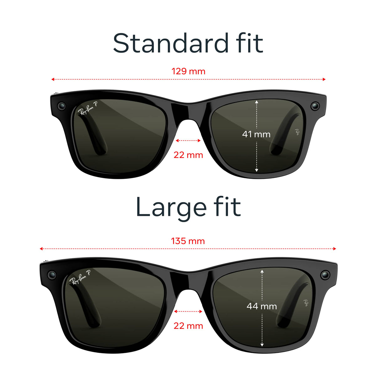 Ray-Ban Meta - (Gen 3) Wayfarer Large - AI Glasses with Camera - Polarized Green Lenses - Shiny Black