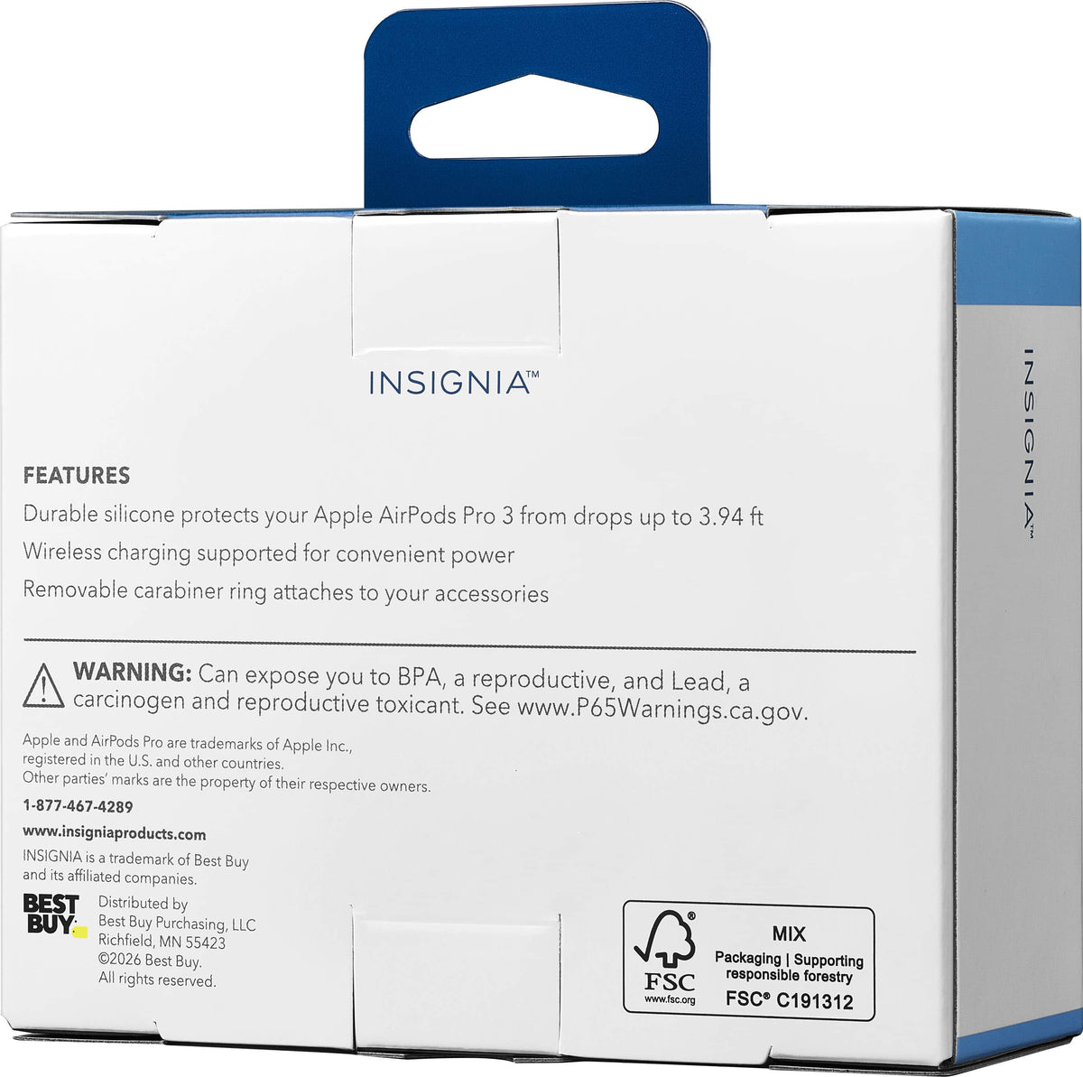 Insignia™ - Silicone Case for Apple AirPods Pro 3 - Black