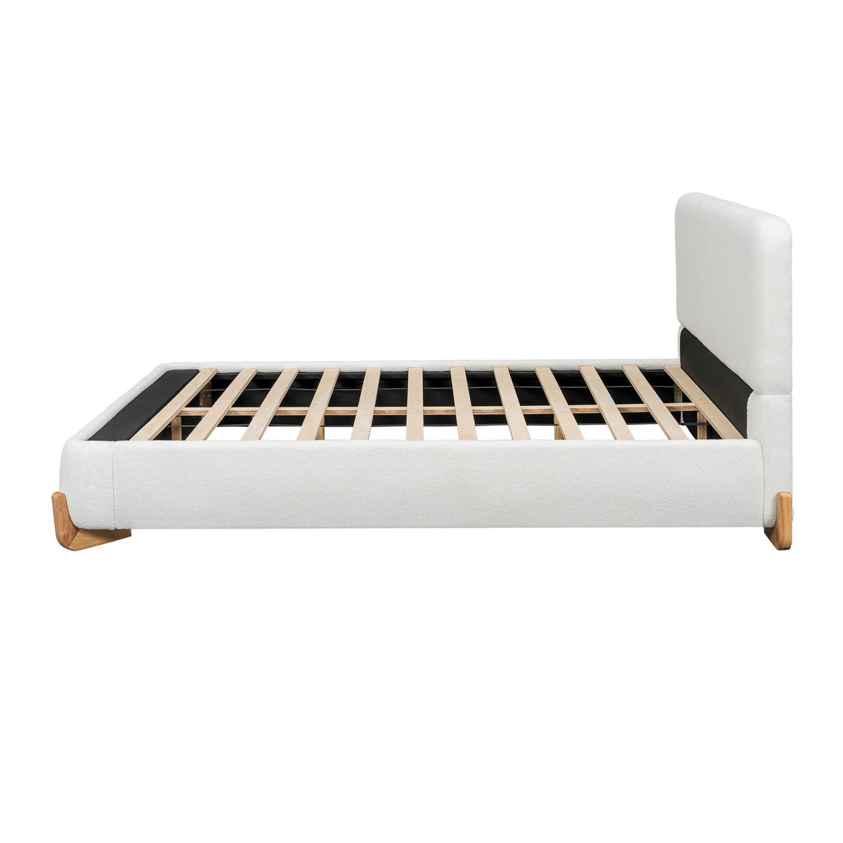 Cama tapizada tamaño queen con soporte de listones - Blanca