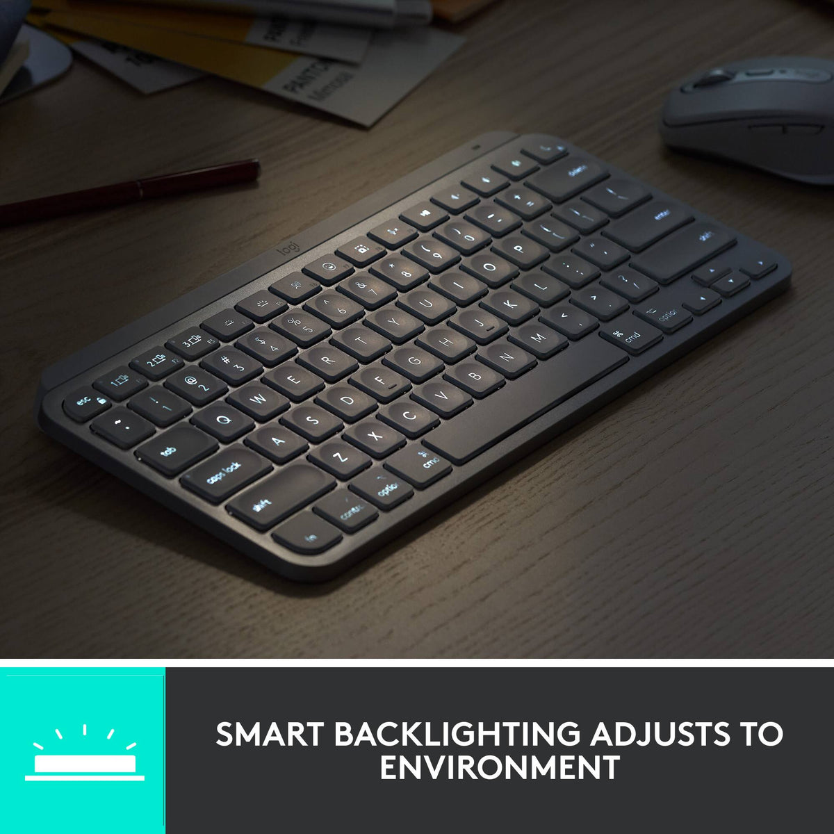 Logitech - MX Keys Mini For Business Compact Wireless Scissor Keyboard with Logi Bolt Technology - Graphite