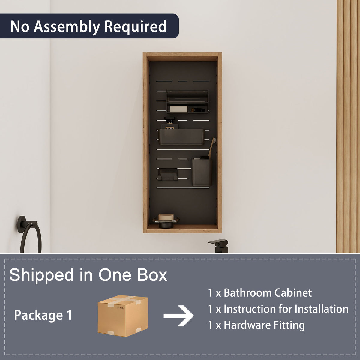 Armario de almacenamiento de pared con 4 accesorios de bricolaje - Roble imitación