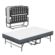 Cama Plegable Doble Ancha para Personas Altas, Extralarga y Ancha con Ruedas y Espuma Viscoelástica, Capacidad para Huéspedes de Alta Resistencia, Cuna Portátil Espaciosa - Negro