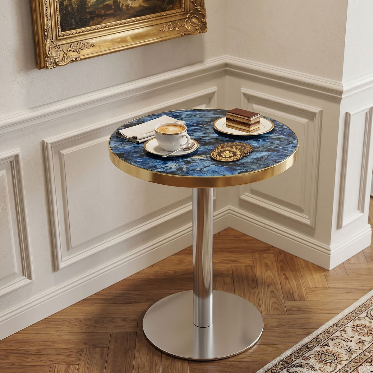 Mesa de bistró redonda moderna y elegante