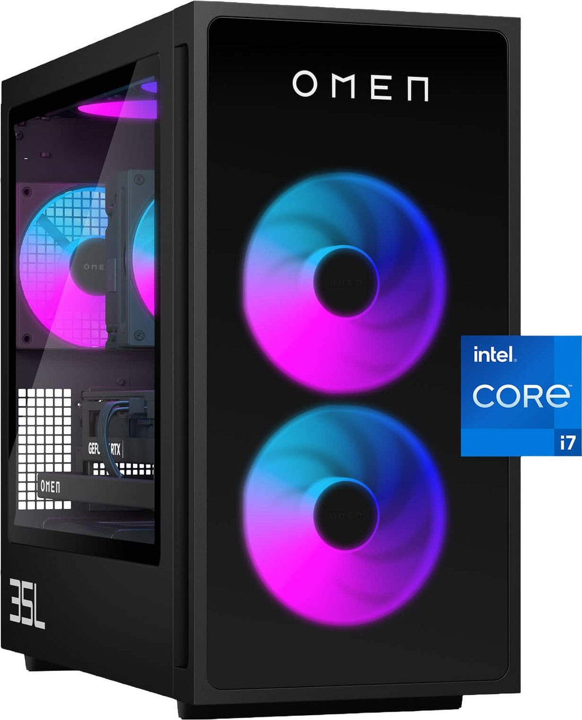 HP OMEN - 35L Gaming Desktop - Intel Core i7-14700F - 16GB DDR5 Memory - NVIDIA GeForce RTX 5060 - 1TB SSD - Shadow Black