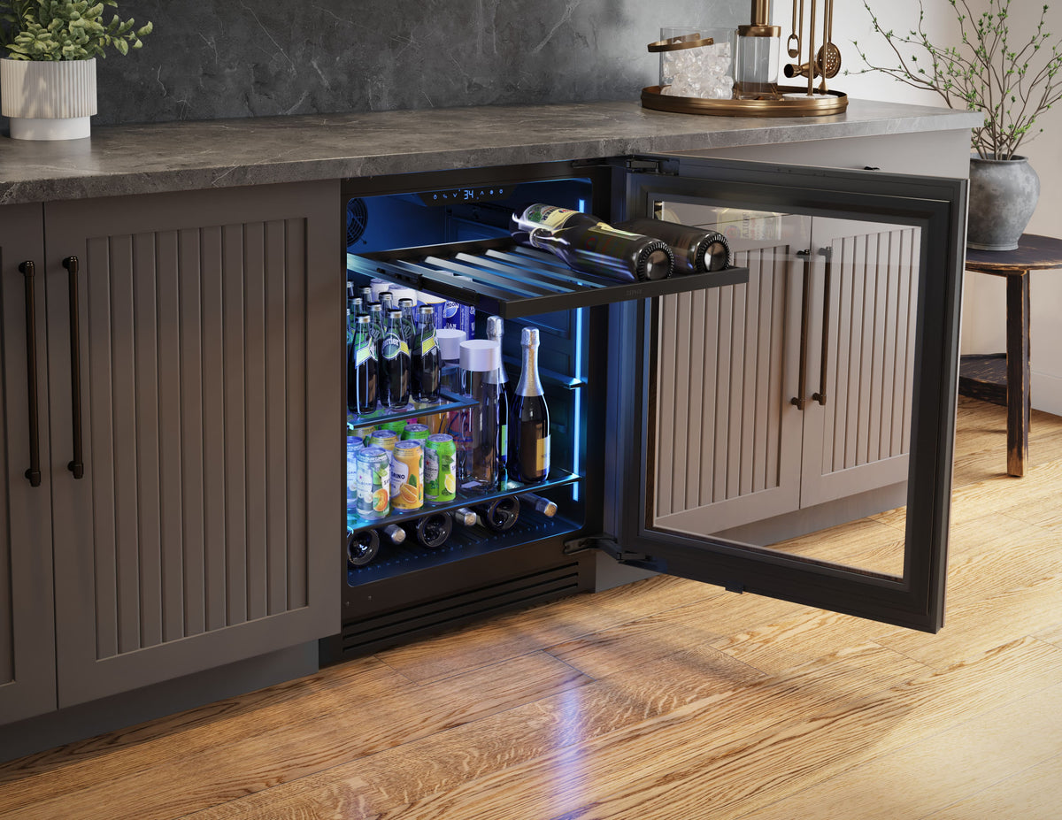 Zephyr - Presrv 24 in. 7-Bottle and 108-Can Single Zone Panel-Ready Beverage Cooler - Panel Ready + Glass
