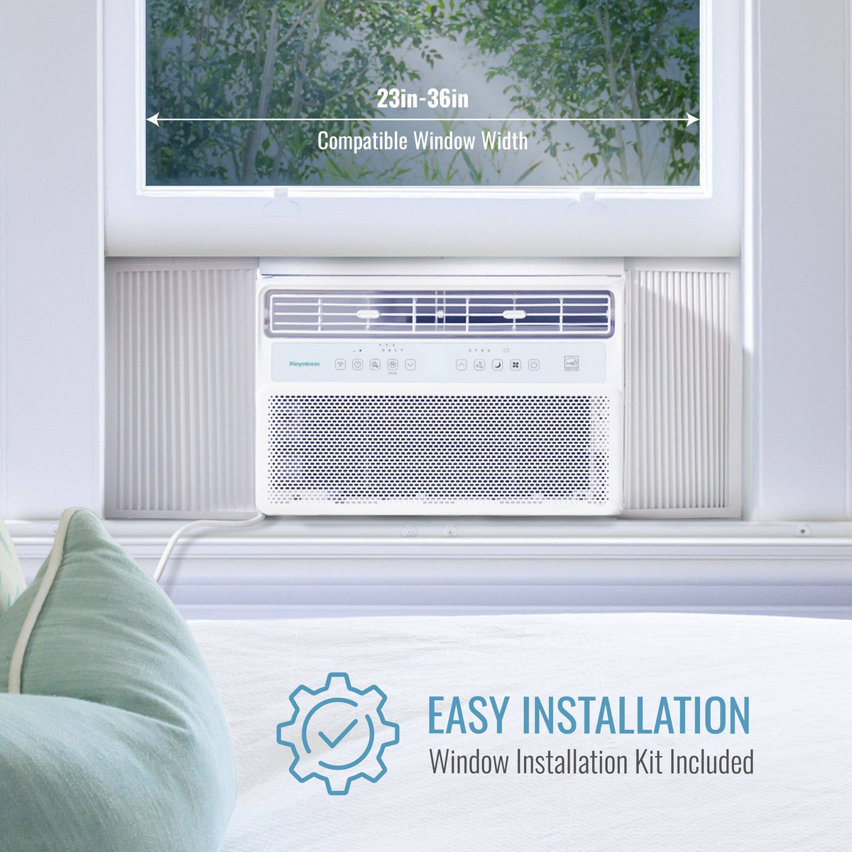 Keystone - 8,000 BTU 350 Sq. Ft Window Mounted Inverter Air Conditioner with Remote Control - White