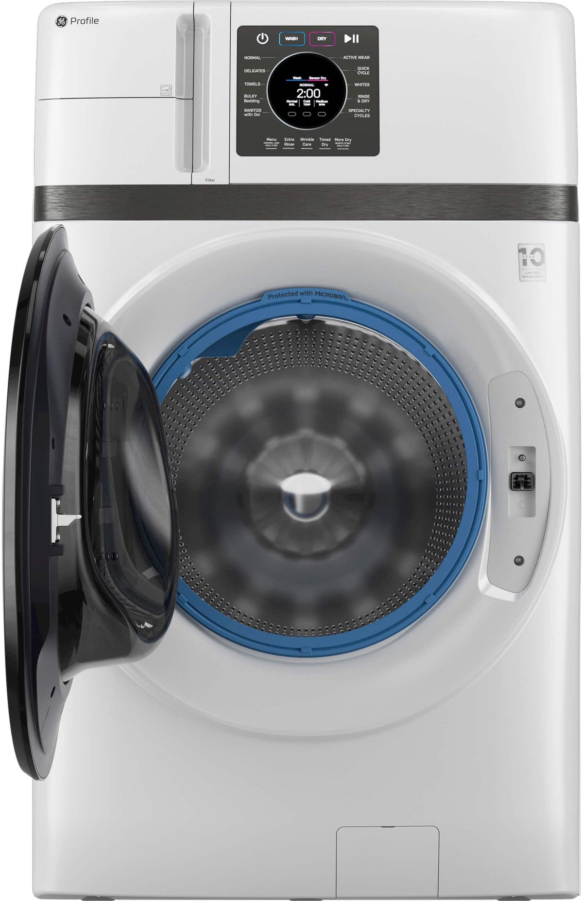 GE Profile - UltraFast 4.6 Cu. Ft. High-Efficiency Smart Front Load Washer and Electric Dryer Combo with Steam and Ventless Heat Pump - White
