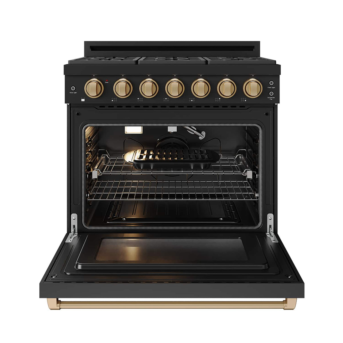 36 in. Wide 6 Burner Gordon Ramsay Series by Thor Kitchen 6.0 Cu. Ft Freestanding Gas Range with Bronze Hardware - Black