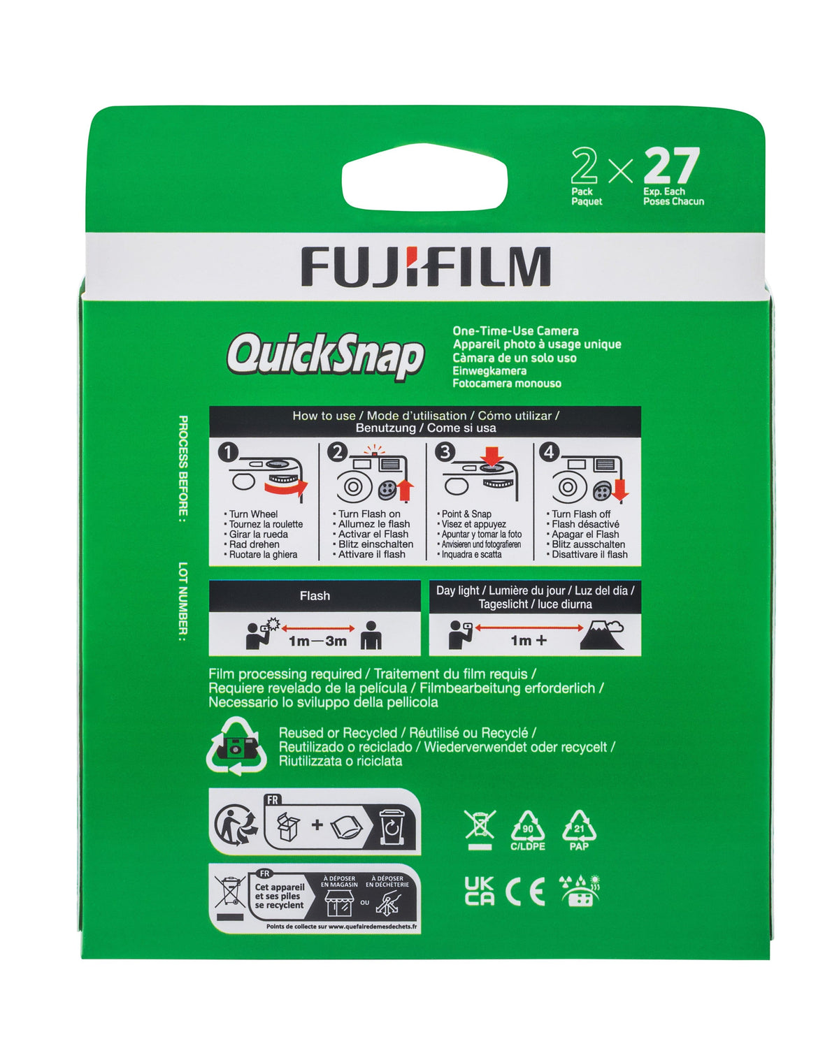 Fujifilm - Quicksnap Flash 400 Single-Use Camera with Flash - 2 pack - Green
