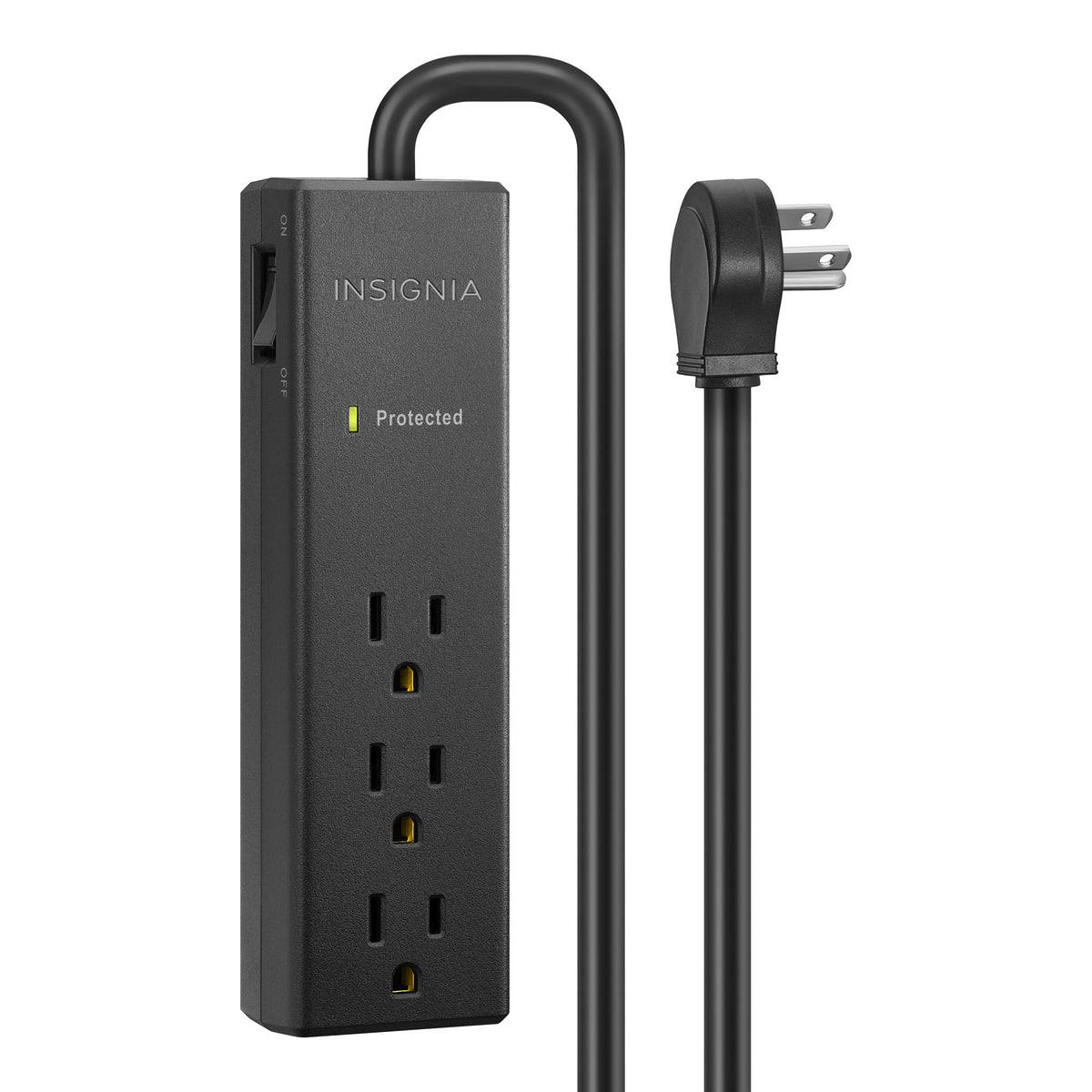 Insignia™ - Surge Protector for Home/Office with 3 AC Outlets, 6-foot cord, and 1080 joules of surge protection - Black