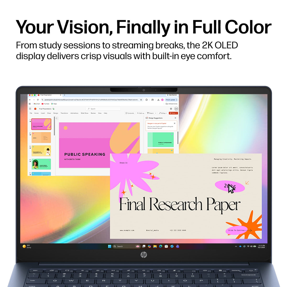 HP - OmniBook 3 - 14" 2K OLED Laptop - Snapdragon X (8-core) - 16GB Memory - 256GB SSD - Copilot+ PC - Starlit Blue