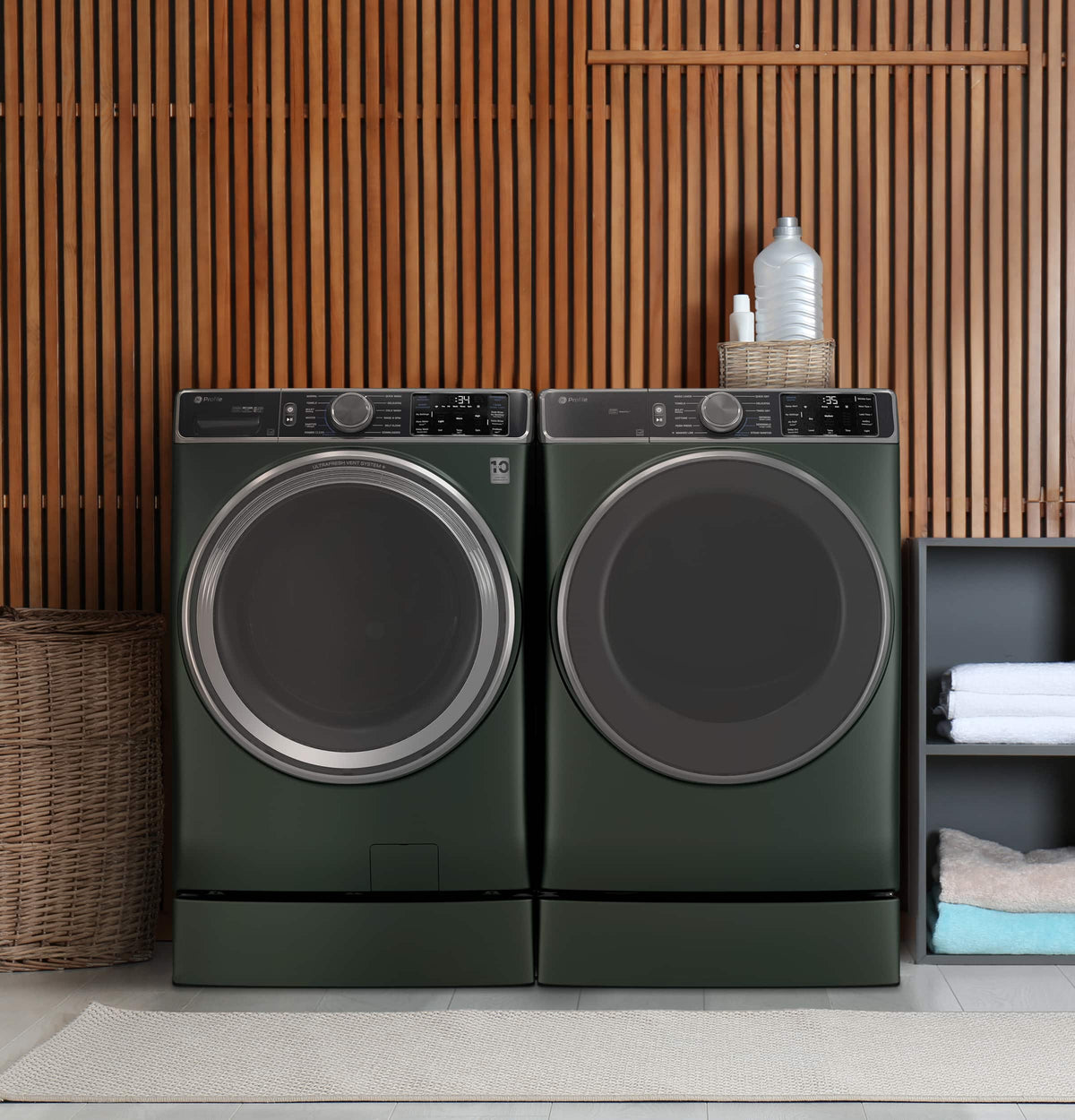 GE Profile - 7.8 Cu. Ft. Stackable Smart Gas Dryer with Steam and Sanitize Cycle - Jade Green