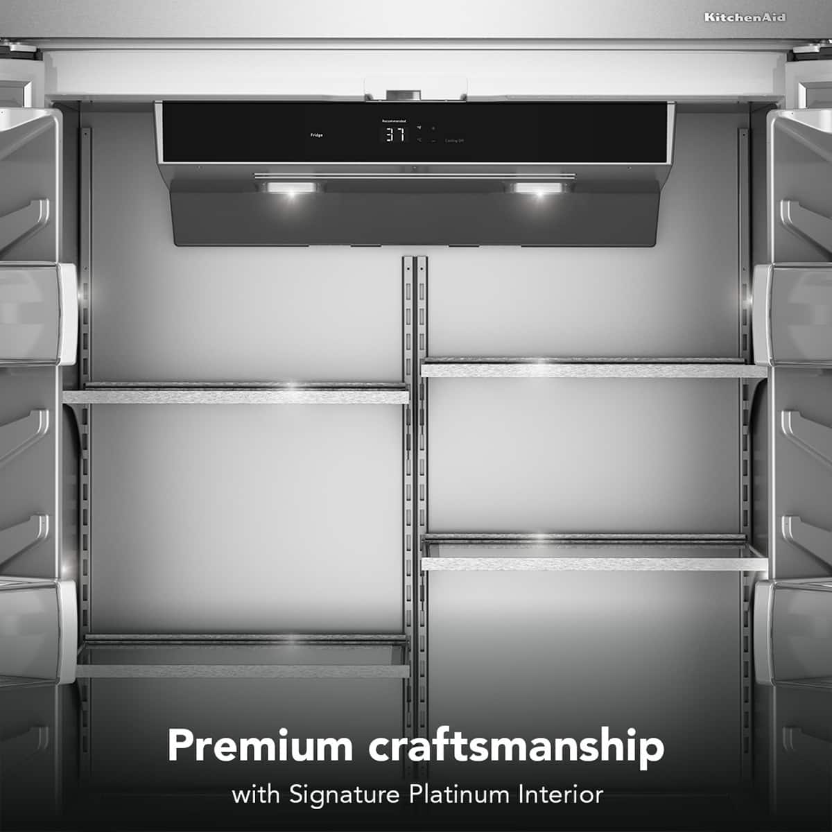 KitchenAid - 36 in. Wide 20.8 cu. ft. Built-In French Door Bottom Mount Refrigerator - Stainless Steel
