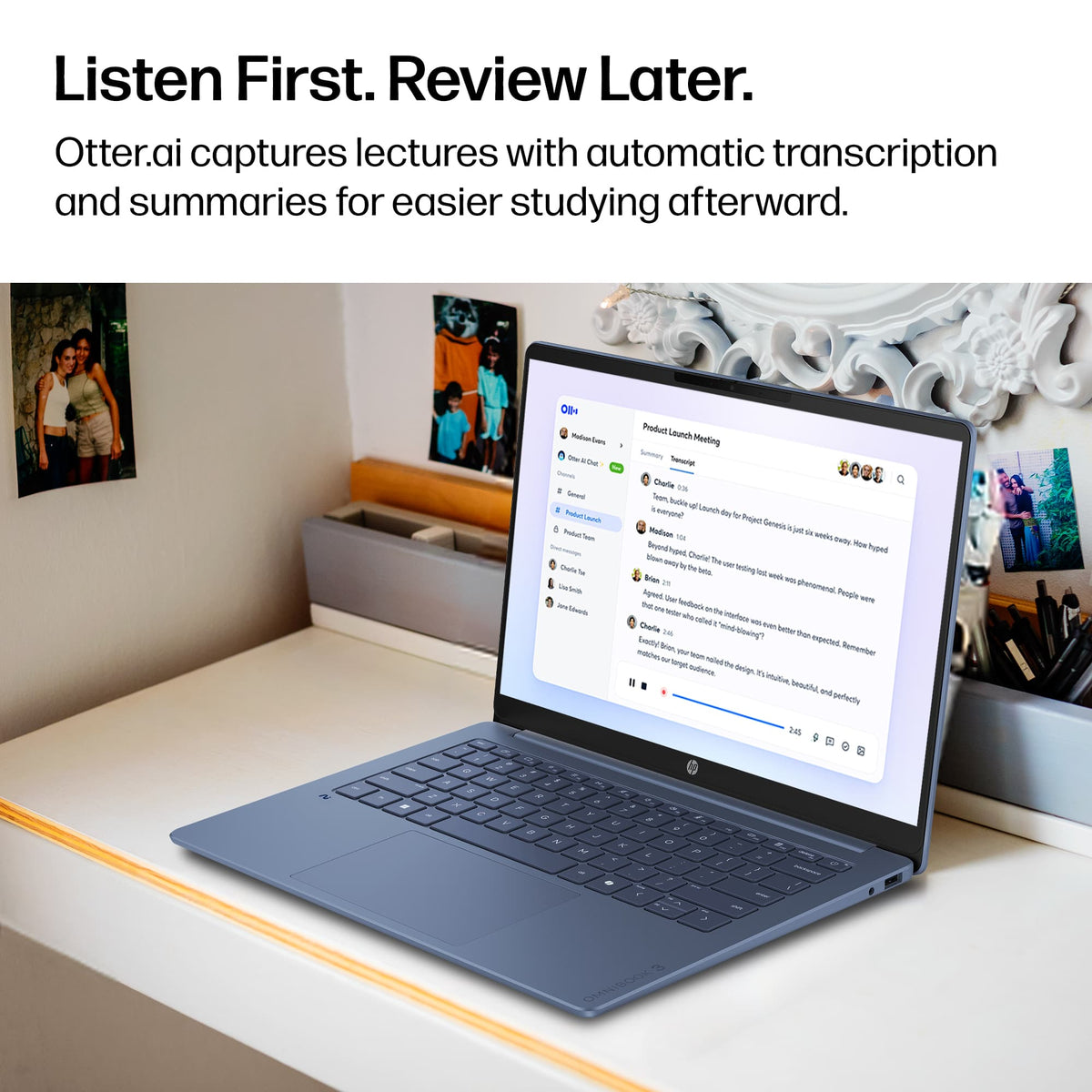 HP - OmniBook 3 - 14" 2K OLED Laptop - Snapdragon X (8-core) - 16GB Memory - 256GB SSD - Copilot+ PC - Starlit Blue