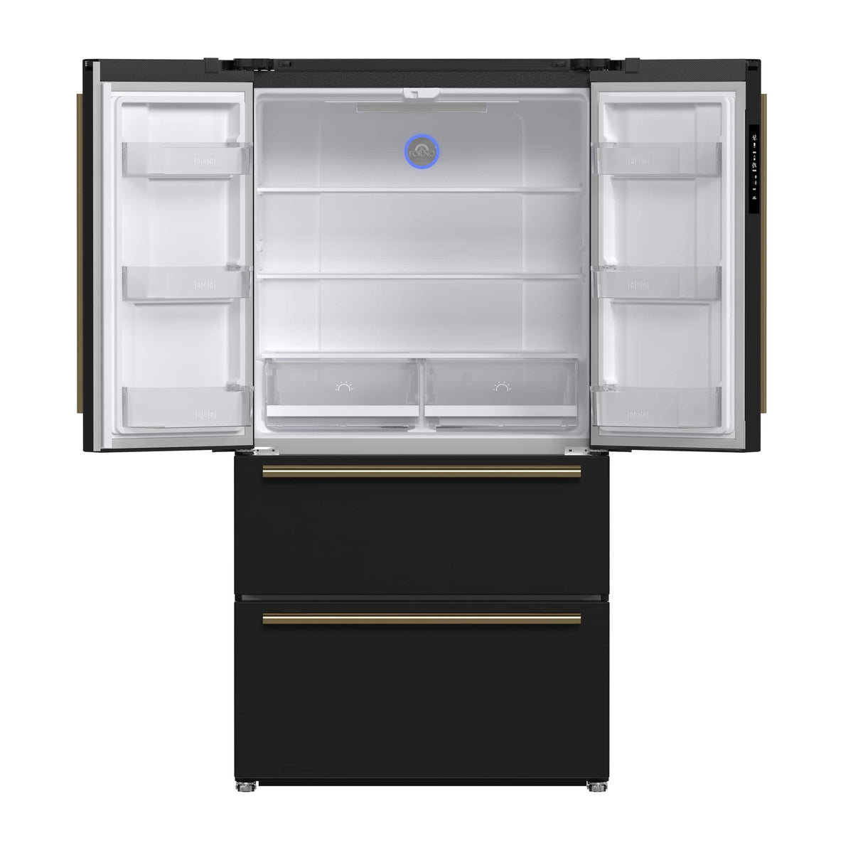 Forno Appliances - 36 in. Wide Moena Espresso 19.2 Cu. Ft. Freestanding Counter-Depth French Door Refrigerator with Automatic Ice Maker - Black