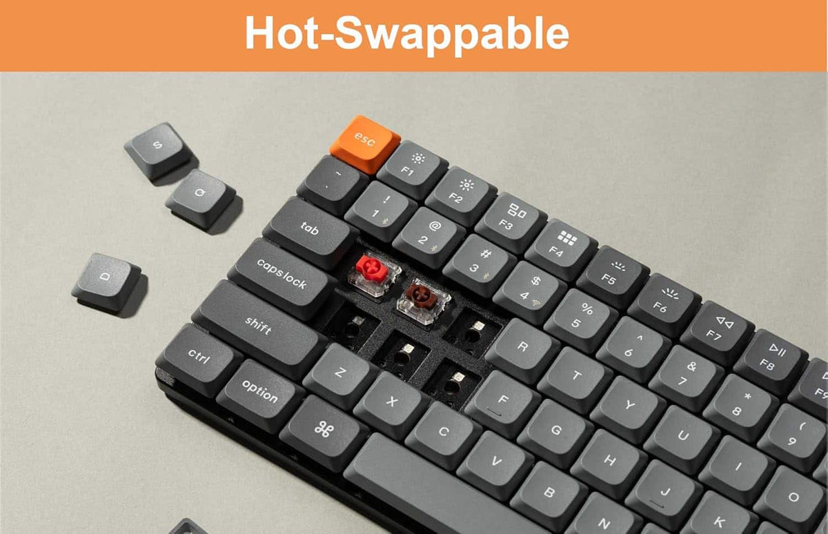 Keychron - K3 Max 75% Custom Wireless RGB Mechanical Keyboard with Programmable QMK/VIA Hot-Swappable Red Switch - Black