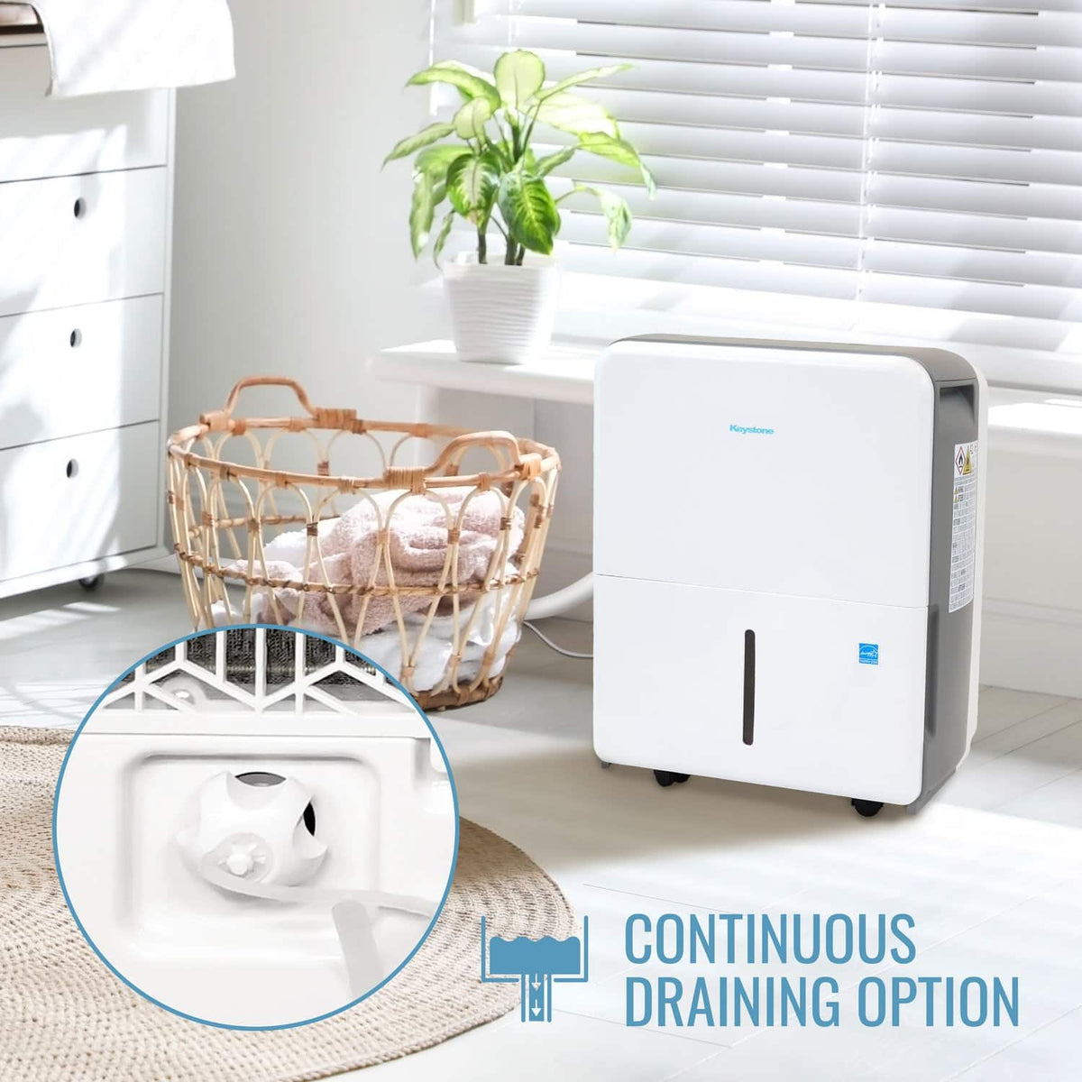 Keystone - 50 Pint 7.2 Quart Dehumidifier with Electronic Controls - White