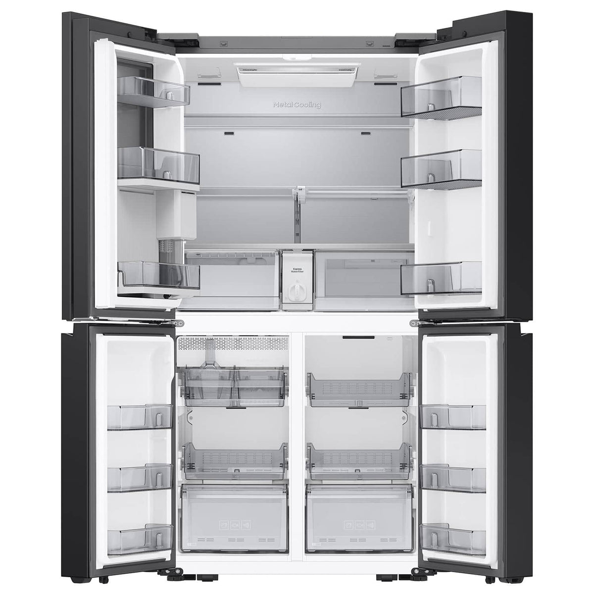 Samsung - 36 in. Wide Bespoke 23 cu. ft. Counter Depth 4-Door French Door Refrigerator with AI Hybrid Cooling - Stainless Steel