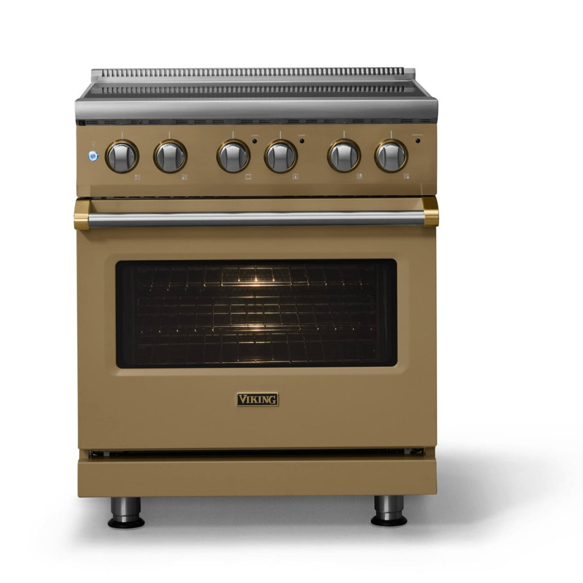 Viking - 30"W. Pro5S 4.7 Cu. Ft. Freestanding 4 Element Electric Convection Range - /Brushed Brass - Golden Hour