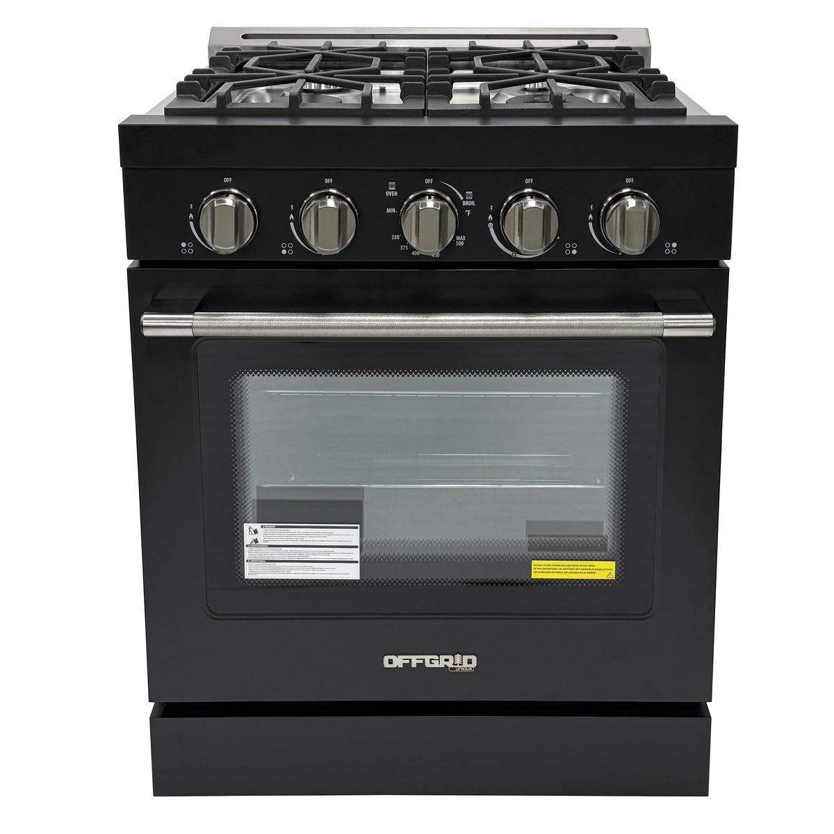 Unique Appliances - Off-Grid 30 in. 4-Burner Waist High Broiler Propane Range in Black - Black